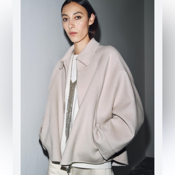 Zara Jackets & Blazers - Zara Women's Collection Beige Zip-Up Jacket NWT Wool